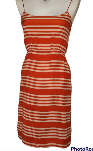 jcrew orange dress Dress Casual Midi By J. Crew In Orange, Size: 6